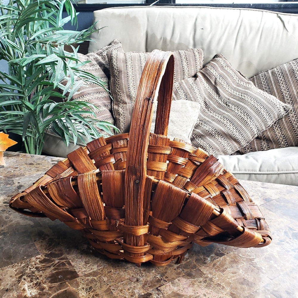 Large Vintage splint woven flower basket